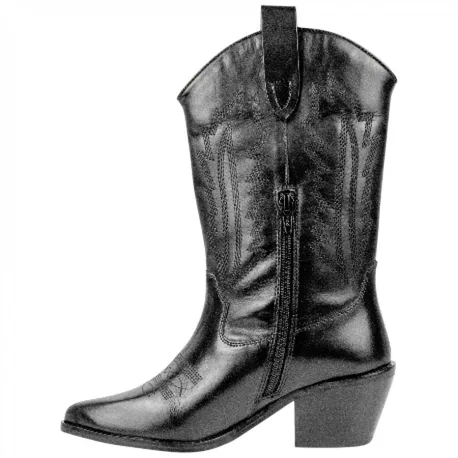 Bota Campera Piel Negro Mujer Tacón Medio Top3 23961