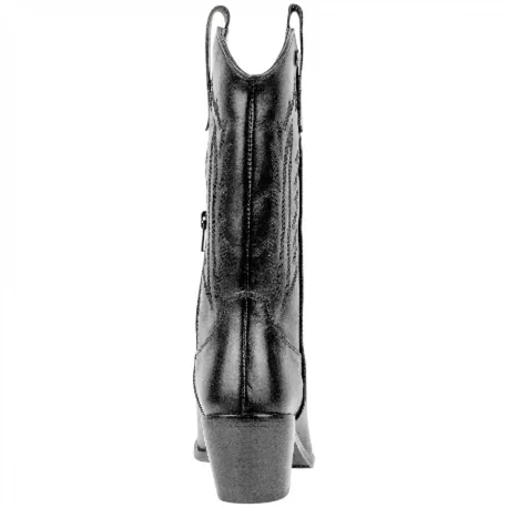 Bota Campera Piel Negro Mujer Tacón Medio Top3 23961