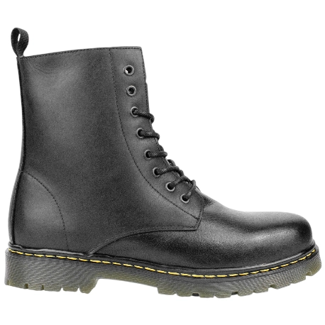 Bota Militar Hombre Piel Cordón y Cremallera Negro Plana Route 83 M102H