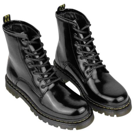 Botas Militares de Piel con Acabado Brillante - Hold 273G.016