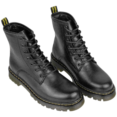 Botas Militares de Piel con Pespunte Amarillo Planas para Mujer - Hold 273P.001