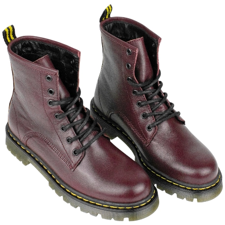 Botas Militares de Piel con Pespunte Amarillo Planas para Mujer - Hold 273P.001