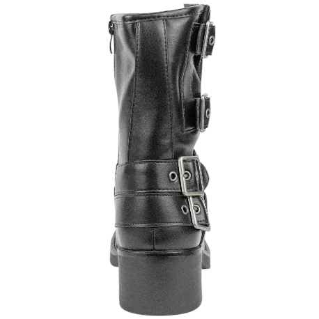 Botas Biker de Media Caña para Mujer con Hebillas y Tacón Medio - Ideal Shoes 9650A