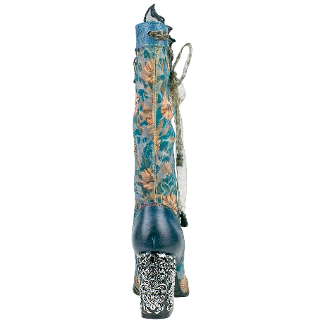 Bota Mujer Piel Terciopelo Estampado Tacón Alto Brocado Laura Vita KINOAO 45