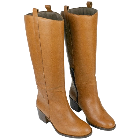 Bota Piel Caña Alta Tacón Ancho Medio Wikers Q-238