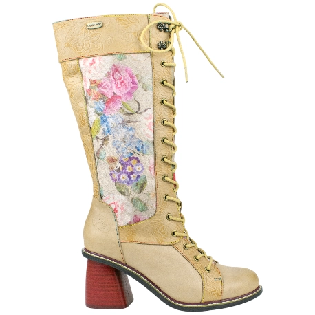 Bota Mujer Piel Estampada Beis Tacón Ancho Laura Vita EVCAO 50