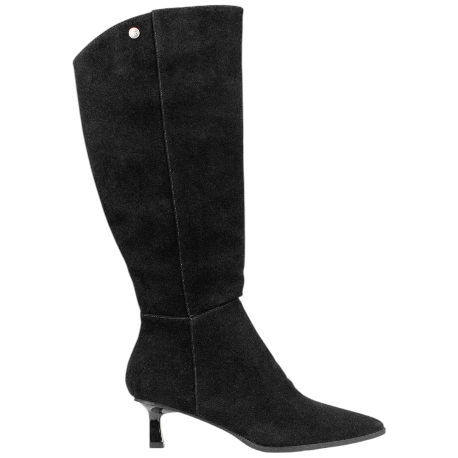 Botas de Caña Alta en Piel Serraje con Tacón Fino Kitten Heel - Top3 SS798
