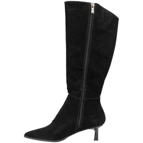 Botas de Caña Alta en Piel Serraje con Tacón Fino Kitten Heel - Top3 SS798