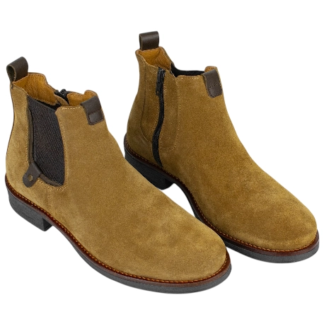 Botines Chelsea de Serraje Marrón para Hombre con Cremallera y Plantilla de Gel - Innova Shoes 1700