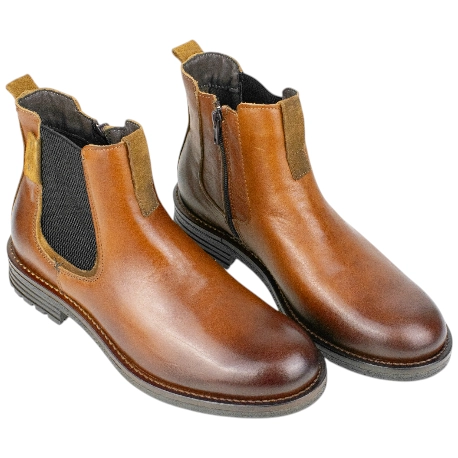 Botines Chelsea de Piel Marrón para Hombre con Efecto Patinado - Innova Shoes B4715 