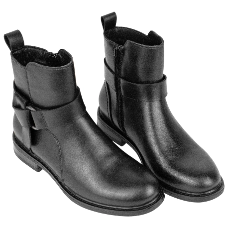 Botín Motero Negro Piel Plano Mujer Nyrex 541K548