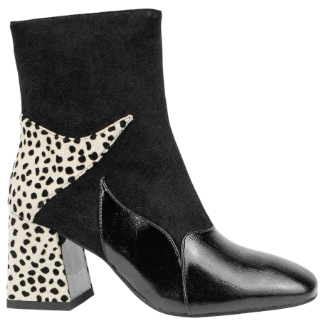 Botín Combinado Negro Tacón Medio  Animal Print  Azarey  578K120