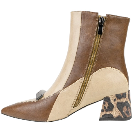 Botines de Tacón Ancho  Animal Print con Punta Fina Bicolor - Azarey 578K381