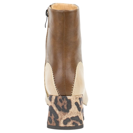 Botines de Tacón Ancho  Animal Print con Punta Fina Bicolor - Azarey 578K381
