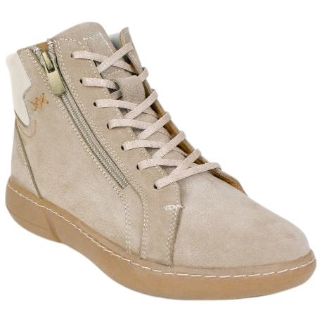 Botín Plano Piel Nobuck Cremallera y Cordones 48Horas 524601