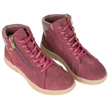 Botín Plano Piel Nobuck Cremallera y Cordones 48Horas 524601