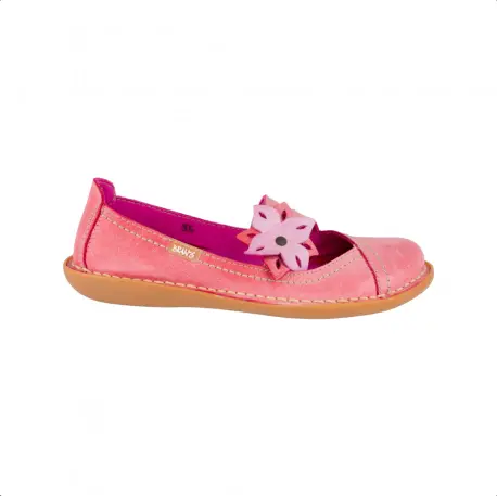 Merceditas de mujer Planas en piel con flor | Zapatos casuales