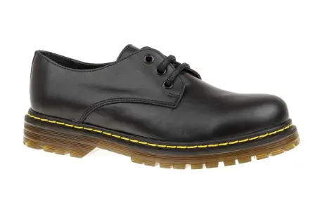 Zapato Militar mujer Negro Granate en Piel con Cordones Brans 127
