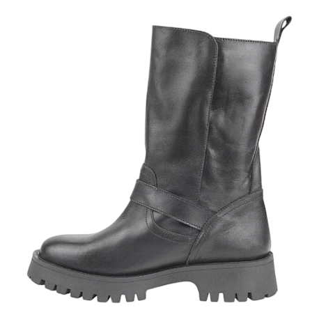Bota negra motera alta piel piso track Bran´s 14322