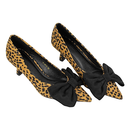 Zapatos lazo animal print tacón medio midi - Buonarotti A-3313 VF