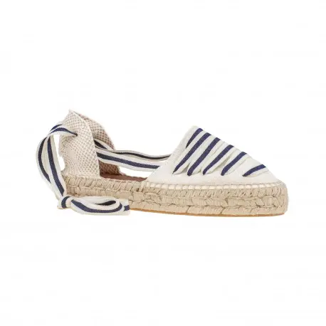 Alpargatas Planas Mujer con Cintas Marineras en color beige - Carmen García 205D30