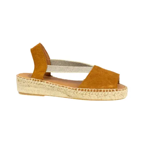 Sandalias Piel Serraje Mujer Cuña baja Elásticos Carmen García 272A