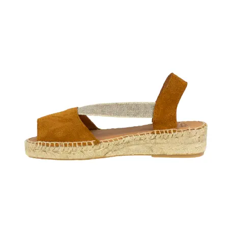 Sandalias Piel Serraje Mujer Cuña baja Elásticos Carmen García 272A