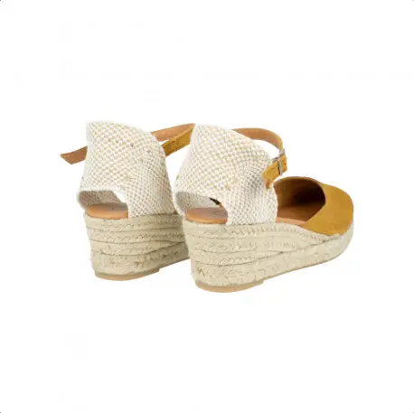 Cuñas Esparto Bajas Piel Serraje Pulsera 3 Cuerdas Carmen García 52S3