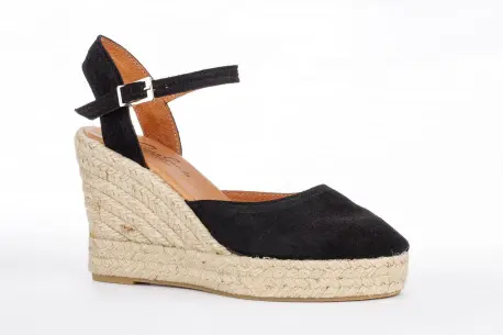 Alpargatas de Piel con Cuña Alta de Esparto y Pulsera al Tobillo - Carmen García 53D7
