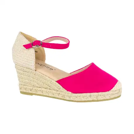 Cuña de Esparto para Mujer Tela Beis Fucsia Negro Rojo Verde 5 Cuerdas Hebilla y Correa Amarpies ACX26484