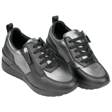 Zapatillas Casuales Cuña Media Cordón y Cremallera Lateral Nyrex 597K404