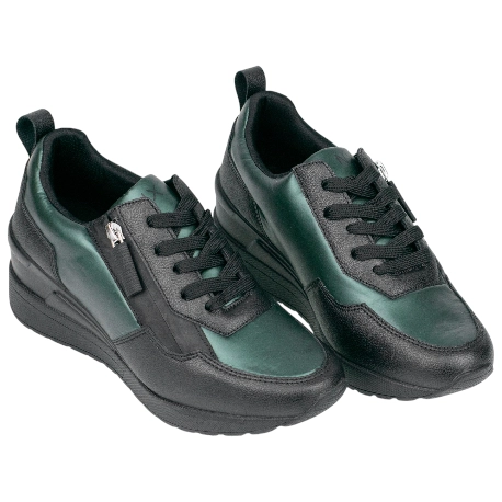 Zapatillas Casuales Cuña Media Cordón y Cremallera Lateral Nyrex 597K404