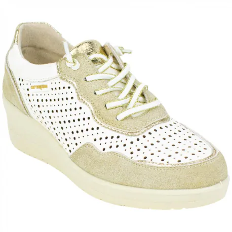 Zapatillas Casuales Piel Beis Cuña Media Elásticos Plantilla Extraíble Amarpies AMD30252
