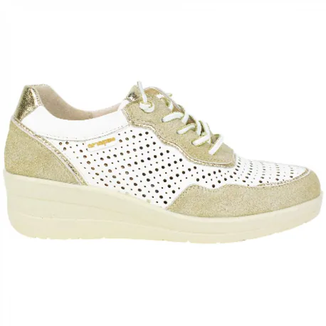 Zapatillas Casuales Piel Beis Cuña Media Elásticos Plantilla Extraíble Amarpies AMD30252