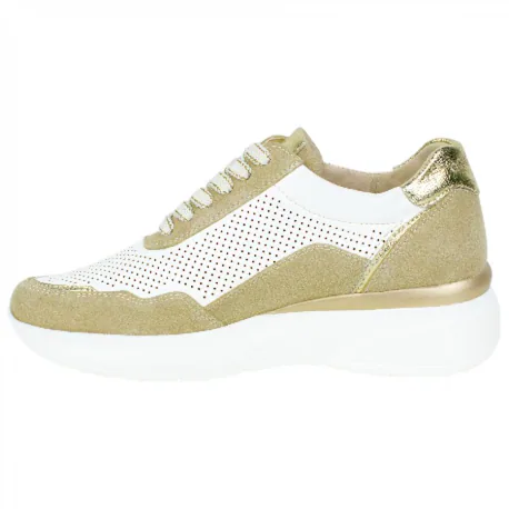 Zapatilla Urbana Piel Blanco Cuña Media Cordón y Cremallera Plantilla Extraíble Amarpies AMD30258