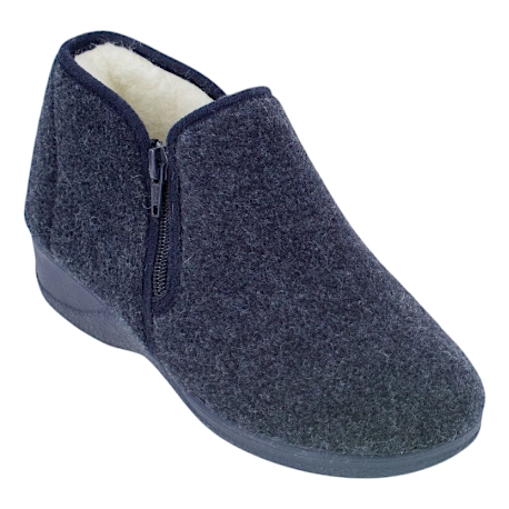 Zapatillas de casa bota mujer invierno con cuña y Doble Cremallera Granate Doctor Cutillas 21660