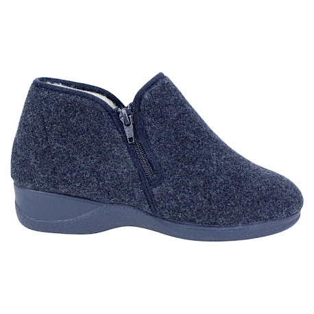 Zapatillas de casa bota mujer invierno con cuña y Doble Cremallera Granate Doctor Cutillas 21660