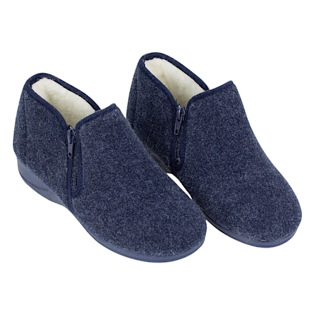 Zapatillas de casa bota mujer invierno con cuña y Doble Cremallera Granate Doctor Cutillas 21660