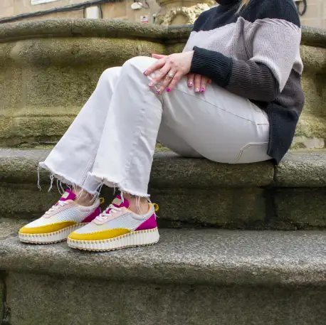 Deportivos Casual Mujer Amarillo y Naranja Cosido Combinado DAngela DOG26021
