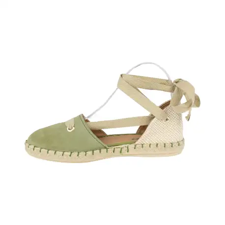 Zapatilla de Esparto Mujer Verano Piel Serraje Punta y Talón Lazos Status SO7850