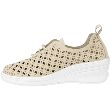 Zapatillas de Vestir con Cuña para Mujer en Tela Calada Color Beige - Flossy 8300