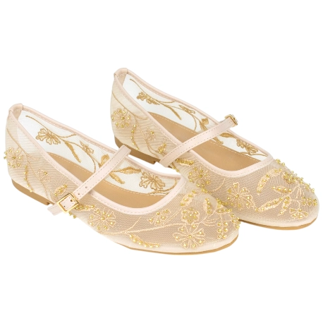Merceditas de Malla Bordada con Pedrería para Mujer - Ideal Shoes 2277