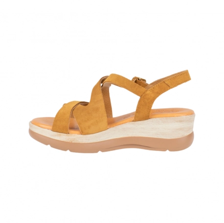 Sandalias Cuña Mujer Piel Altura Media Cruzada Plantilla Gel Kaola 1452