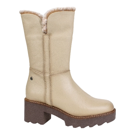 botas altas beige mujer con suela track y cremallera- Kaola 9325