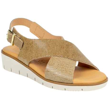 Sandalia cuña baja en piel y plantilla gel - Kaola 2275
