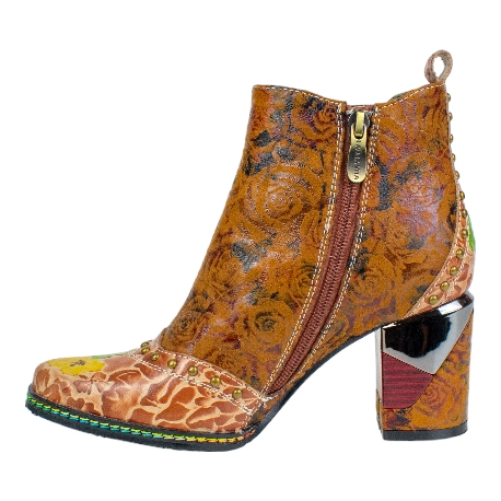 Botines Chelsea de Piel con Estampado Floral y Tacón Geométrico - Laura Vita MAEVAO 05