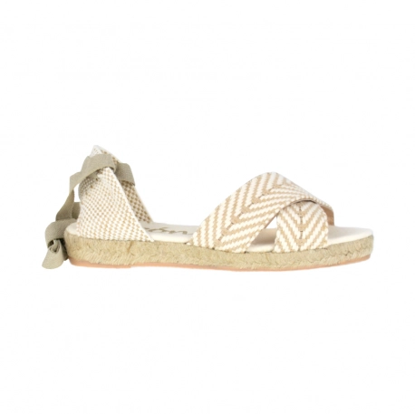 Alpargatas Planas Mujer color beige con Cintas - Picón 1426