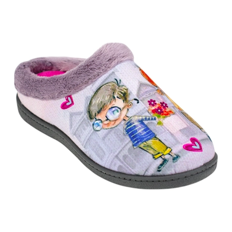 Zapatilla Casa Mujer Invierno Abierta Enamorados Plumaflex 12213