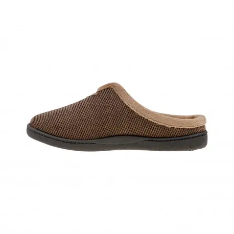 Zapatilla Casa Hombre Invierno Abiertas Marron Gris y Azul Pana Londres Plumaflex 12248