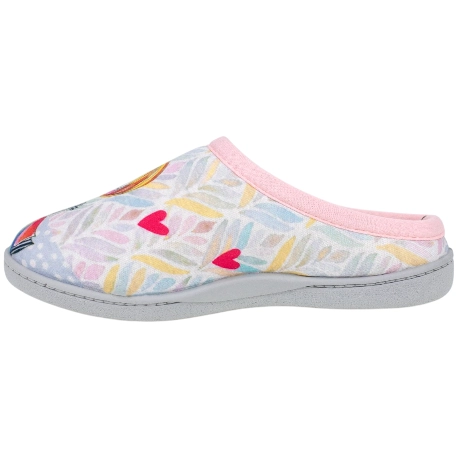 Zapatilla Abierta de Casa Estampada Plumaflex 12317 Chica Corazón